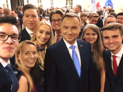 with president Andrzej Duda during the celebration of the Centennial of the Polish Independence